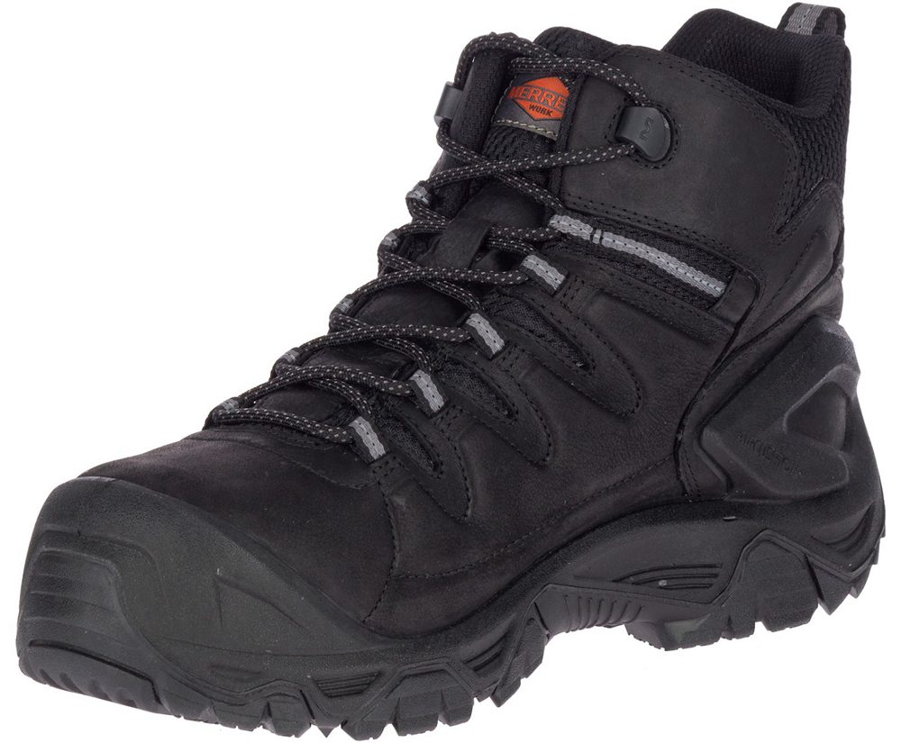 Merrell Vandrestøvler Herre - Strongfield Læder 6\" Waterproof Comp Toe - Sort - DSB926738